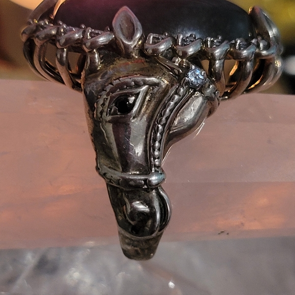 COPY - Black Jade Horse Head .925 Ring Size 7 - Picture 2 of 8